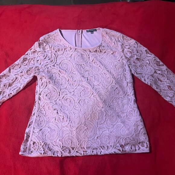 Adrianna Papell Lace Blouse & Counterparts Slim Pants Set – Size L Top / 12 Pant - Picture 5 of 11